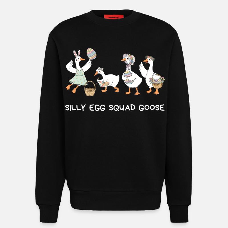 Silly Egg Squad Goose Easter - Sweatshirt - made by SPREAD  - SOLID BLACK