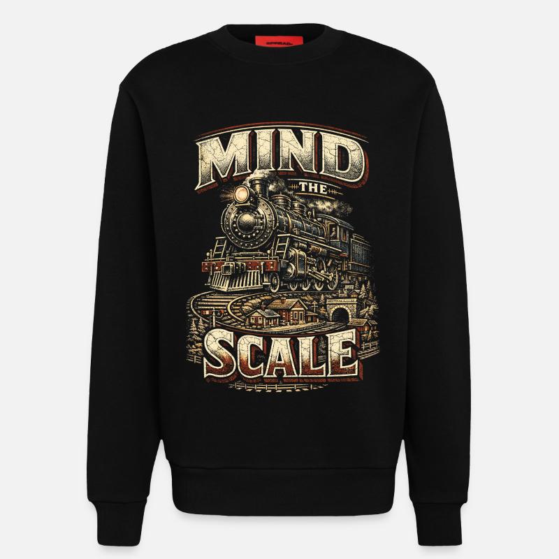 Modelleisenbahn Eisenbahn Mind The Scale - Sweatshirt - made by SPREAD  - SOLID BLACK