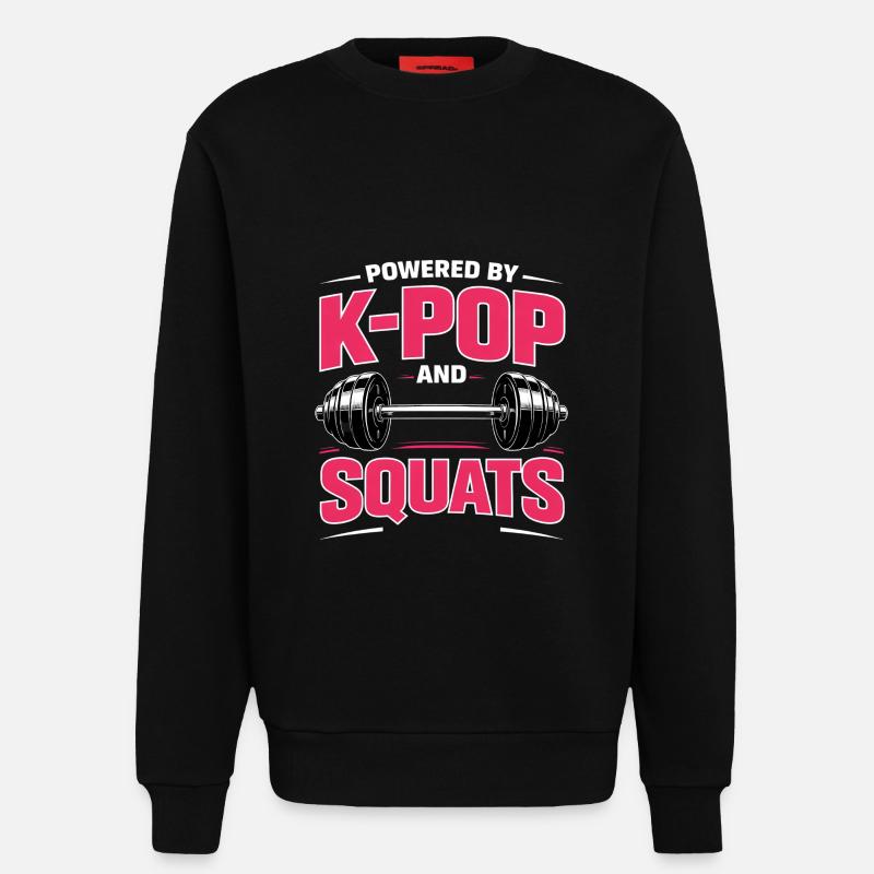 Powered By K Pop And Squats - Sweatshirt - made by SPREAD  - SOLID BLACK
