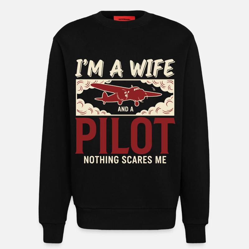 Pilotin Ehefrau Pilot - Sweatshirt - made by SPREAD  - SOLID BLACK