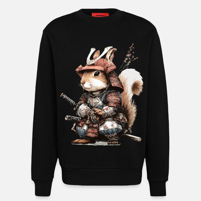 Eichhörnchen-Samurai in Rüstung - Sweatshirt - made by SPREAD  - SOLID BLACK