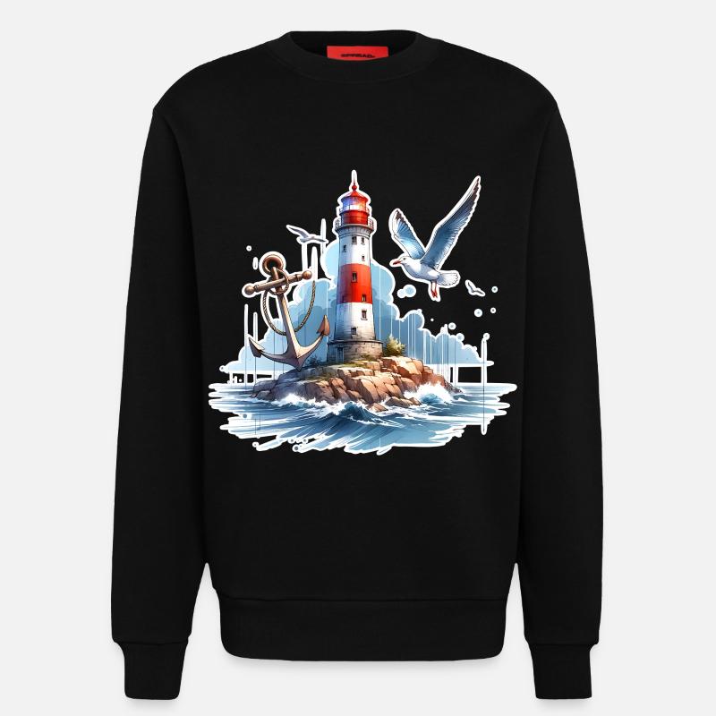 Leuchtturm Anker Möwe - Sweatshirt - made by SPREAD  - SOLID BLACK