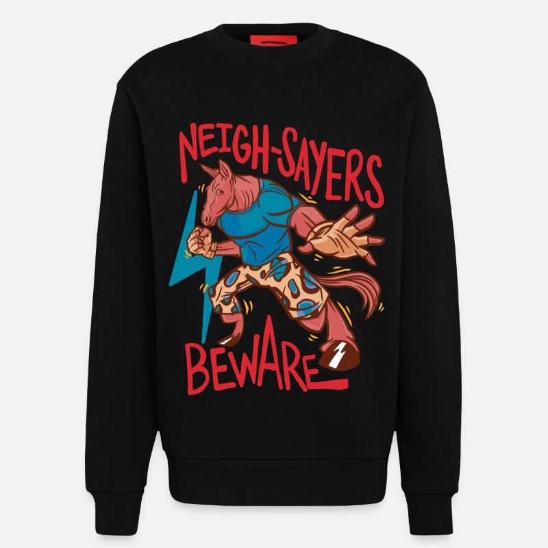 Cavalier, cavalier, cheval, sphémistes méfiants, méfiez-vous - Sweat bio décontracté fabriqué en UE - SOLID BLACK
