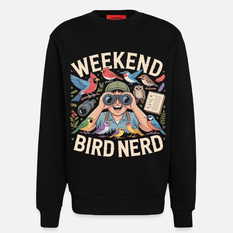 Weekend Bird Nerd Bird Watcher - Sweatshirt - made by SPREAD - SOLID BLACK
