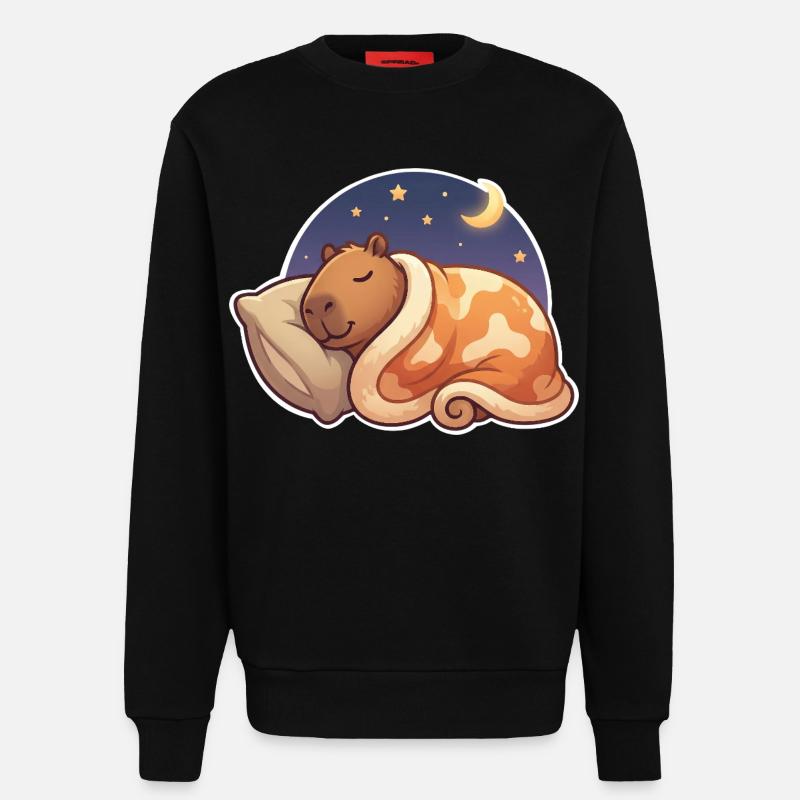 Capybara Sleeping - Sweat bio décontracté fabriqué en UE - SOLID BLACK