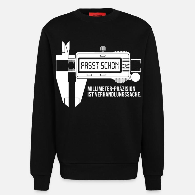 Handwerker Messschieber Millimeter Präzision - Sweatshirt - made by SPREAD  - SOLID BLACK