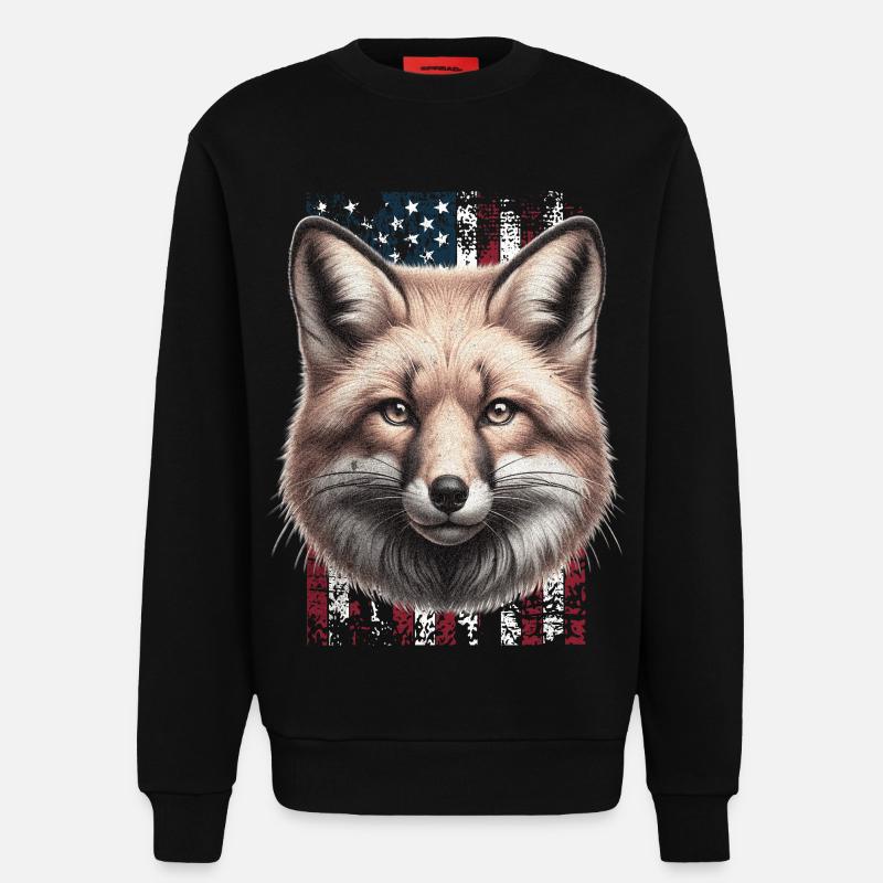 Fox US Red Fox Fox - Sweat bio décontracté fabriqué en UE - SOLID BLACK