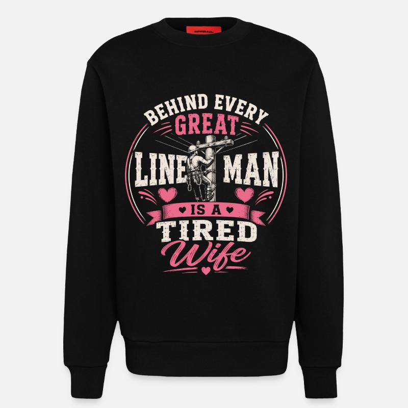 Lineman Love Cable Electricity Technology - Sweatshirt - made by SPREAD  - SOLID BLACK