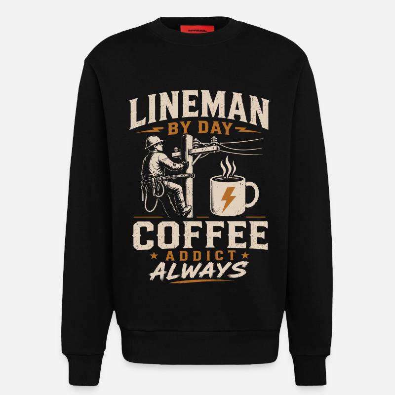 Électricité, Technicien, Café, Câble, Travail - Sweat bio décontracté fabriqué en UE - SOLID BLACK