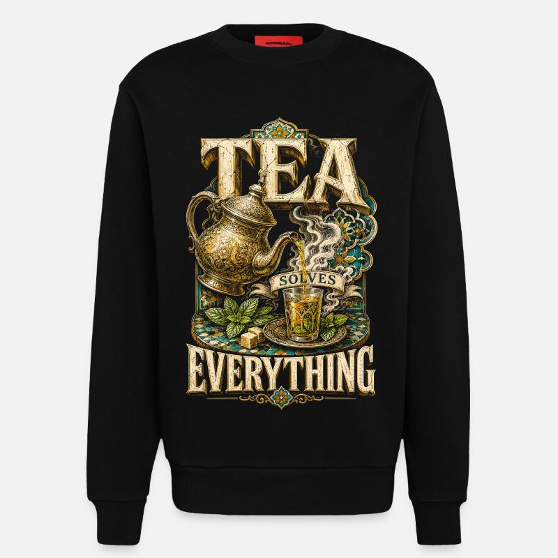 Marokkaner Marokko Tea Solves Everything - Sweatshirt - made by SPREAD - SOLID BLACK
