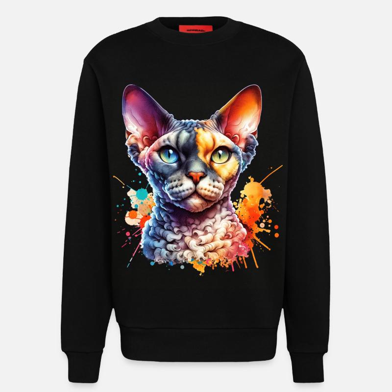 Devon Rex Motif - Sweatshirt - made by SPREAD - SOLID BLACK