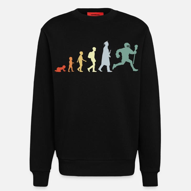 Evolution eines Lacrosse Spielers - Sweatshirt - made by SPREAD  - SOLID BLACK
