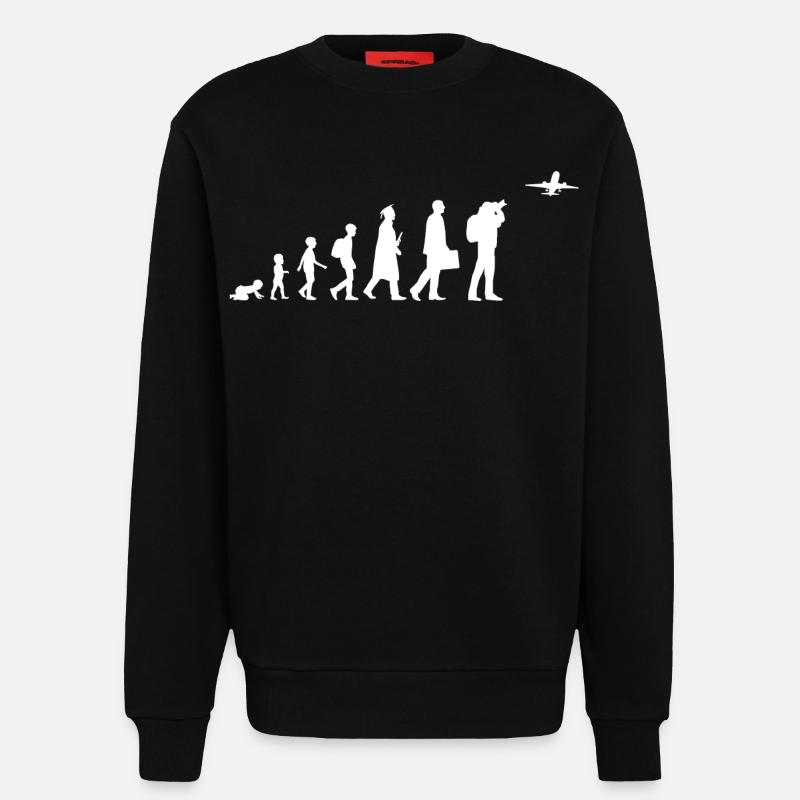 Evolution Flugzeugliebhaber - Sweatshirt - made by SPREAD - SOLID BLACK