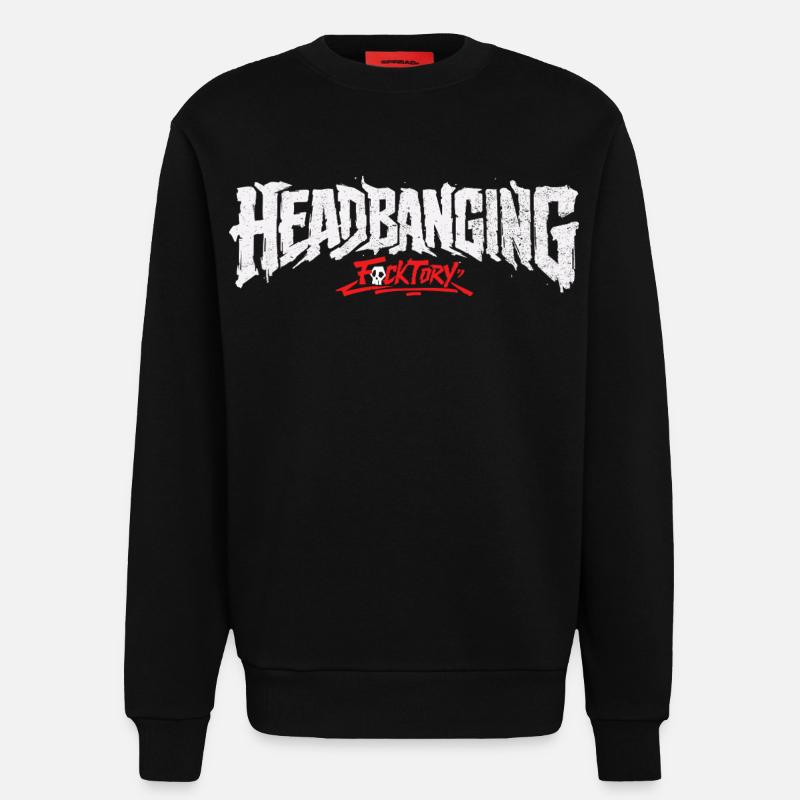 Logo de headbanging blanc - Sweat bio décontracté fabriqué en UE - SOLID BLACK