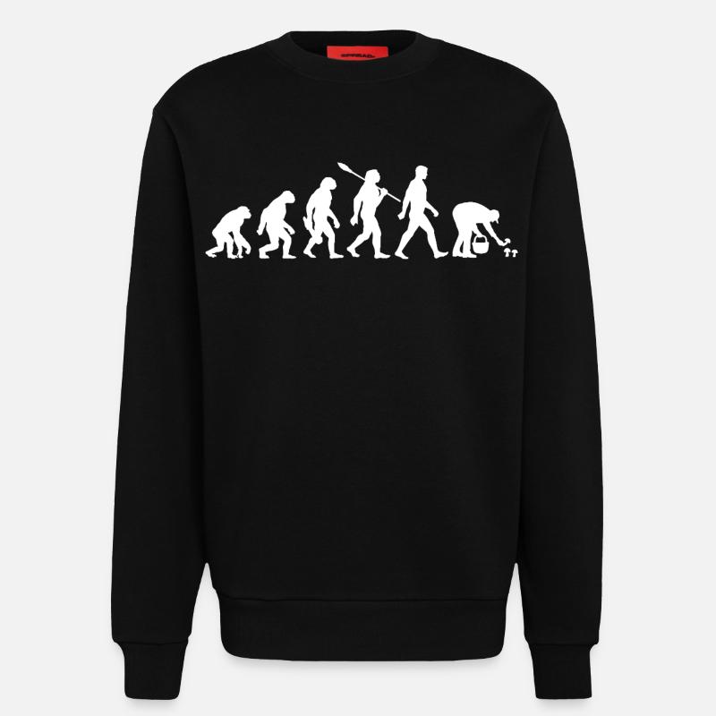 Evolution Mushroom Pickers, Mushroom Picking - Sweatshirt - made by SPREAD - SOLID BLACK