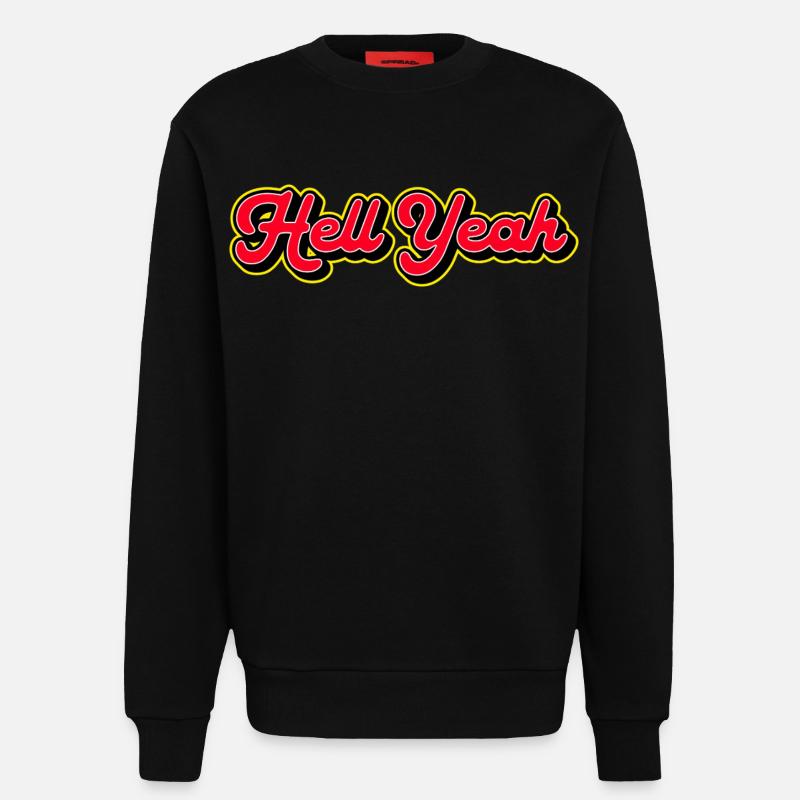 Hell Yeah 3D Retro Script - Sweatshirt - made by SPREAD  - SOLID BLACK