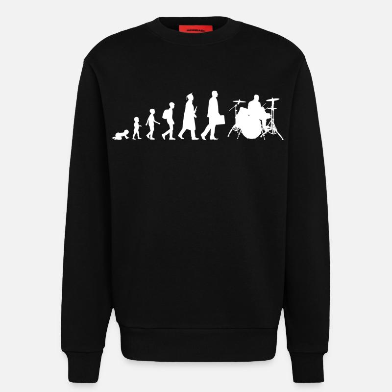 Drummer Evolution - Sweatshirt - made by SPREAD  - SOLID BLACK