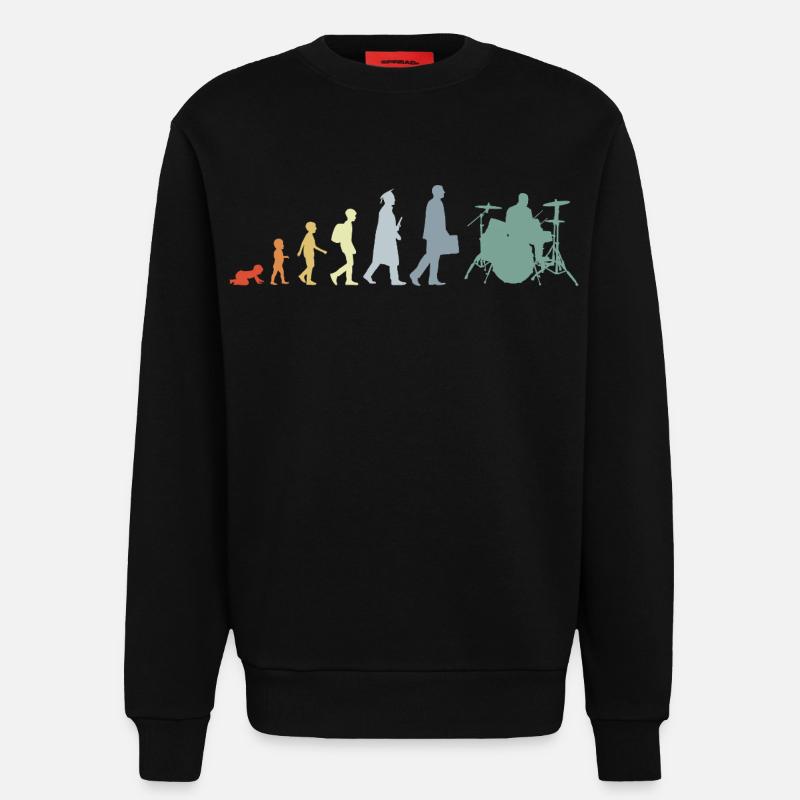 Drummer Evolution - Sweatshirt - made by SPREAD  - SOLID BLACK