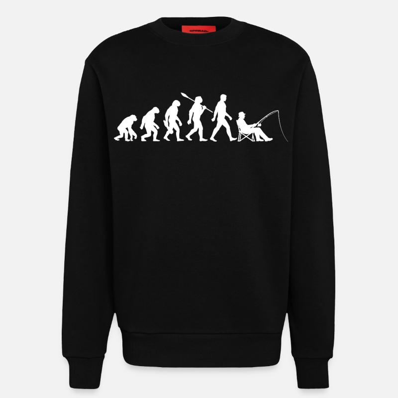 Evolution - Pêcheur, Cadeau de pêche - Sweat bio décontracté fabriqué en UE - SOLID BLACK