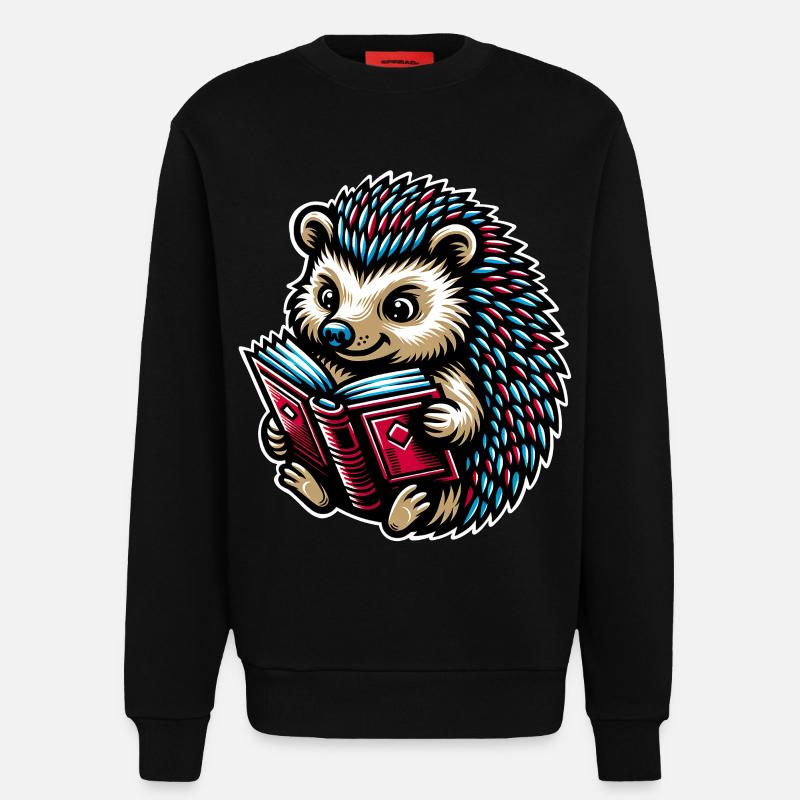 Igel Lesen Bücher Buch - Sweatshirt - made by SPREAD  - SOLID BLACK