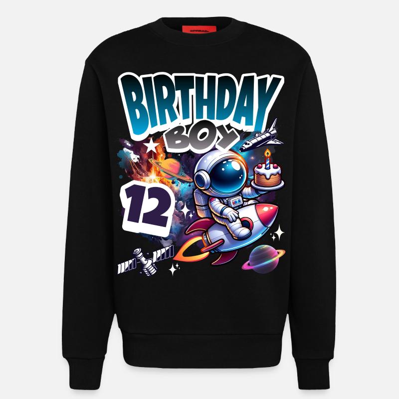 Astronaute 12e anniversaire Espace - Sweat bio décontracté fabriqué en UE - SOLID BLACK