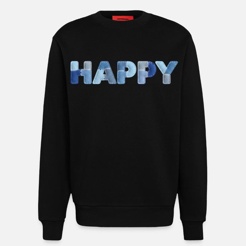HAPPY Denim Patchwork neuer Trend - Sweatshirt - made by SPREAD  - SOLID BLACK