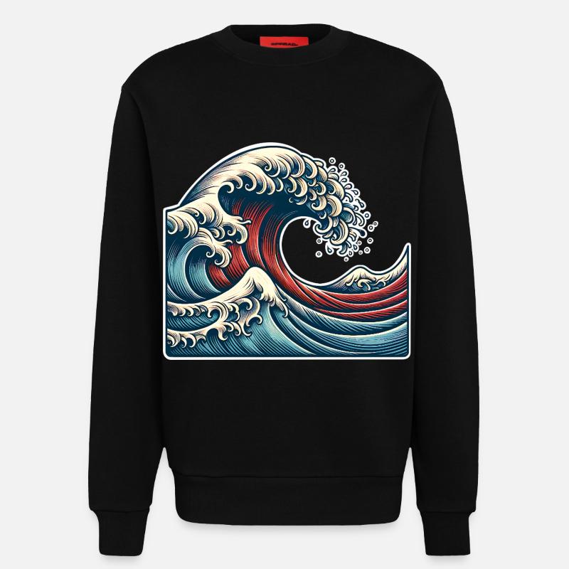 Wave - Sweatshirt - made by SPREAD  - SOLID BLACK