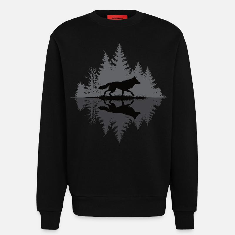 Wolf im dunklen Wald - Sweatshirt - made by SPREAD  - SOLID BLACK