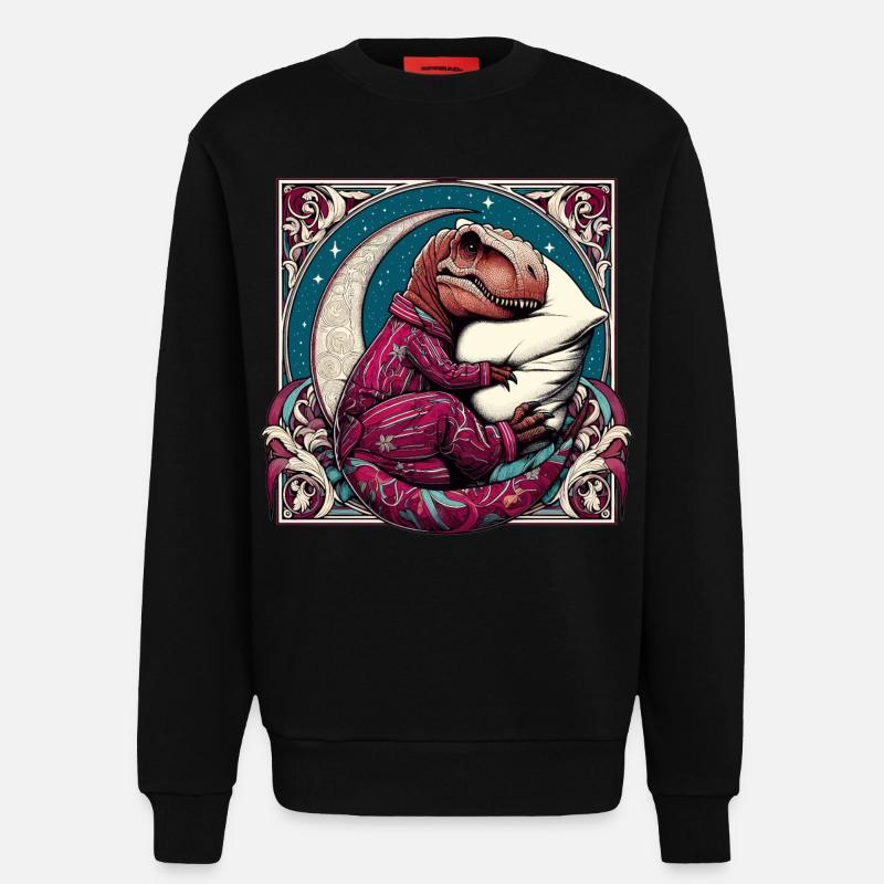 T-Rex Sleeping Hobby Gift - Sweatshirt - made by SPREAD  - SOLID BLACK