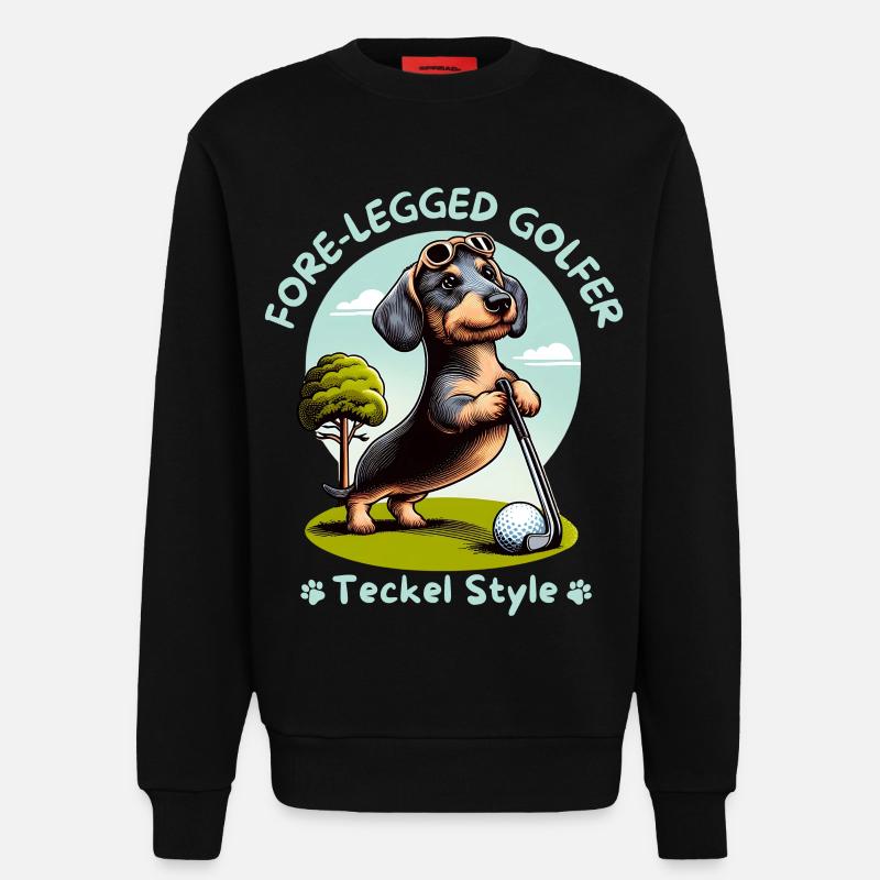 Dackelliebhaber Geschenkidee. Dackel Golfer - Sweatshirt - made by SPREAD  - SOLID BLACK