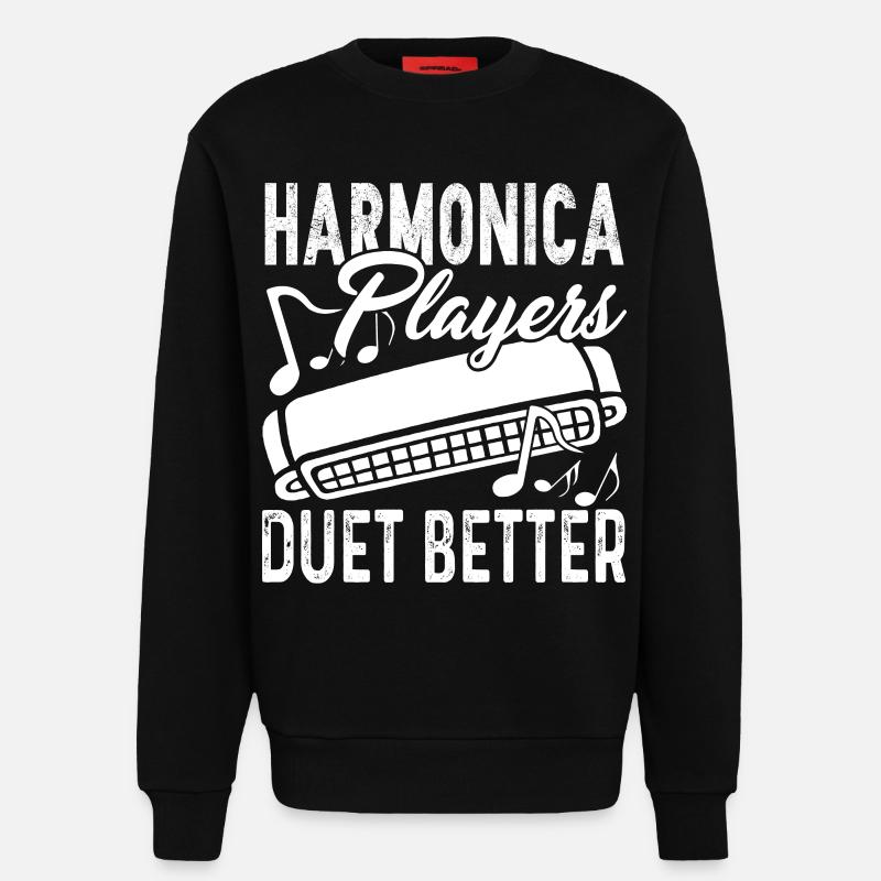 Harmonica Player Duet Better - Sweatshirt - made by SPREAD  - SOLID BLACK