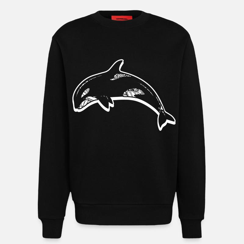 Killer Whale Floral Pattern - Sweatshirt - made by SPREAD - SOLID BLACK