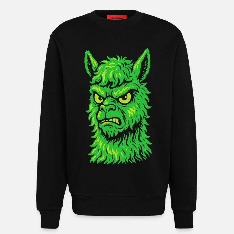 Wütendes Neon-Lama mit Killerblick - Sweatshirt - made by SPREAD  - SOLID BLACK