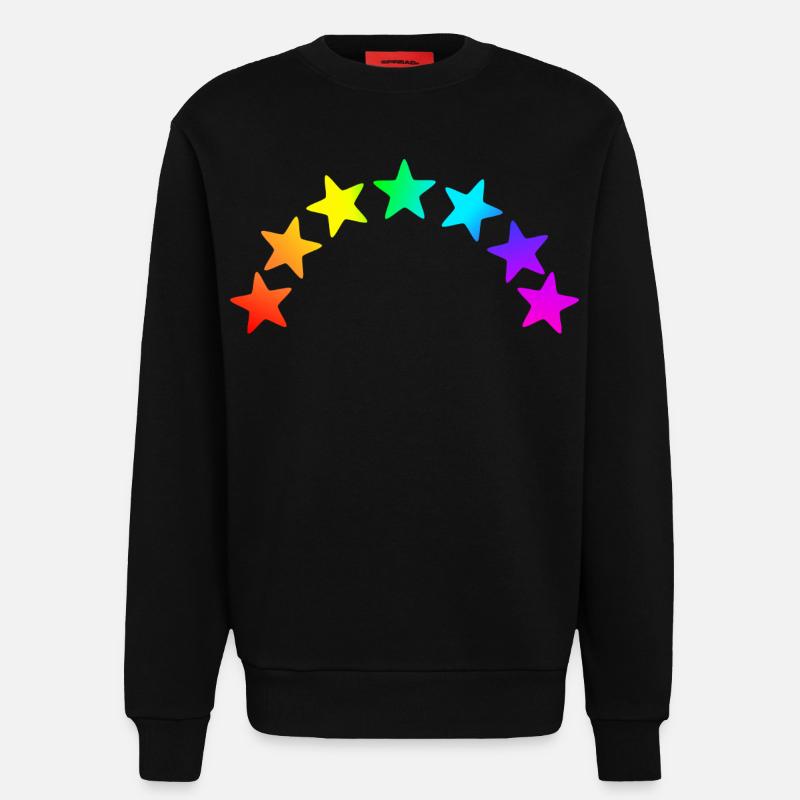 bunte Sterne - Regenbogen Farbverlauf - Sweatshirt - made by SPREAD  - SOLID BLACK