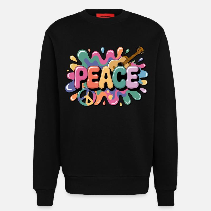 PEACE – Psychedelic - Sweatshirt - made by SPREAD  - SOLID BLACK