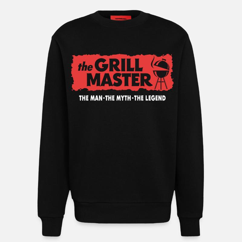 Grillmaster BBQ Grilling Cult Ordsprog - Organic relaxed trøje med crewneck made in EU - SOLID BLACK