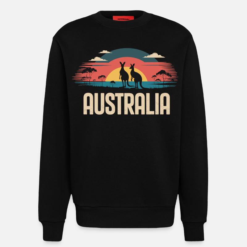 Australien mit Kängurus im Outback - Sweatshirt - made by SPREAD - SOLID BLACK