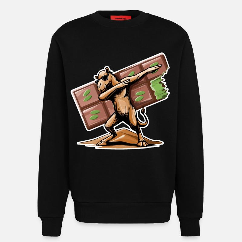 Dabbing Dromedary & Dubai Chocolate - Sweatshirt - made by SPREAD  - SOLID BLACK