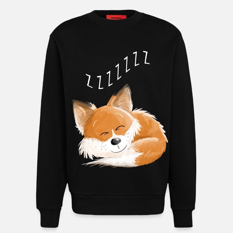 Fox sleeping - dream - dreams - foxes - Sweatshirt - made by SPREAD  - SOLID BLACK