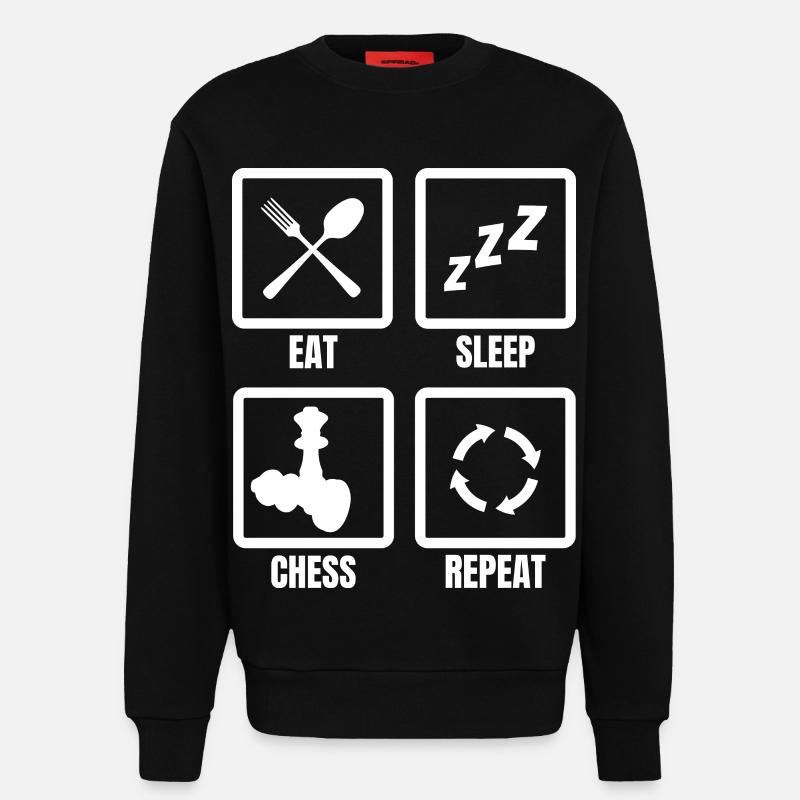 Eating, sleeping, chess, repeating - Sweatshirt - made by SPREAD  - SOLID BLACK