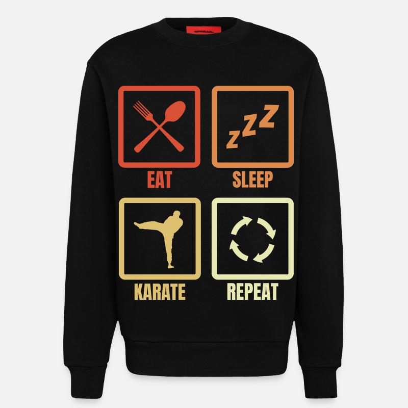 Manger Sommeil Karaté Répéter - Sweat bio décontracté fabriqué en UE - SOLID BLACK