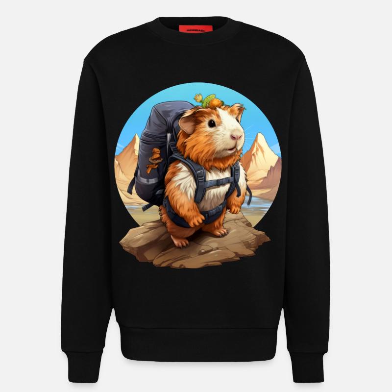 Cochon d’Inde Alpiniste / Randonnée Cochon d’Inde - Sweat bio décontracté fabriqué en UE - SOLID BLACK