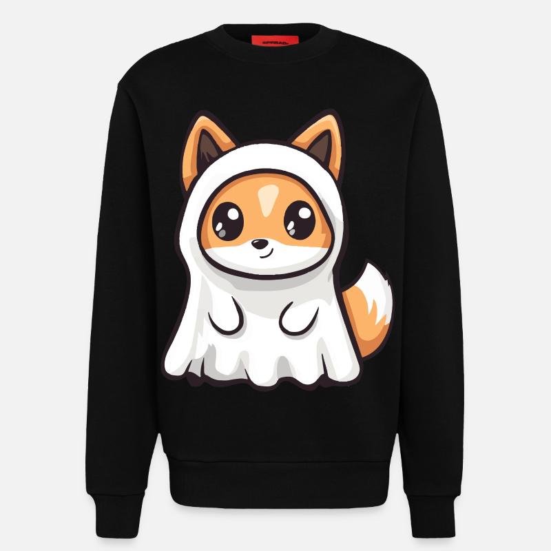 Fox Halloween Comic Ghost - Sweatshirt - made by SPREAD  - SOLID BLACK