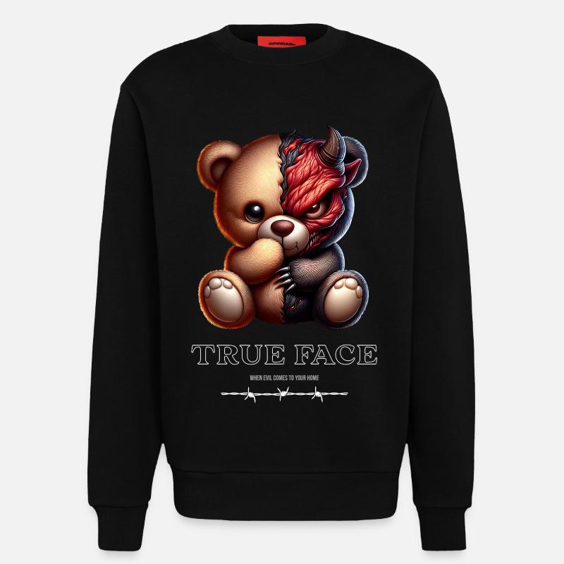 Doppelgesicht Bär: süß trifft Dämonisch - Sweatshirt - made by SPREAD  - SOLID BLACK
