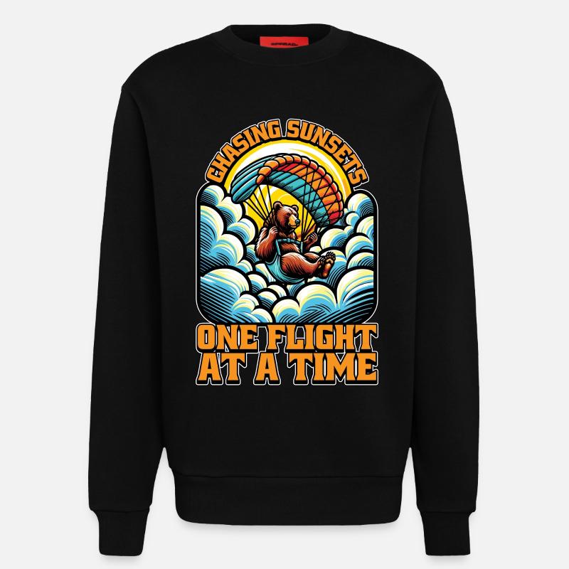 Paragliding Chasing Sunsets Parachuting Paraglider - Sweatshirt - made by SPREAD  - SOLID BLACK