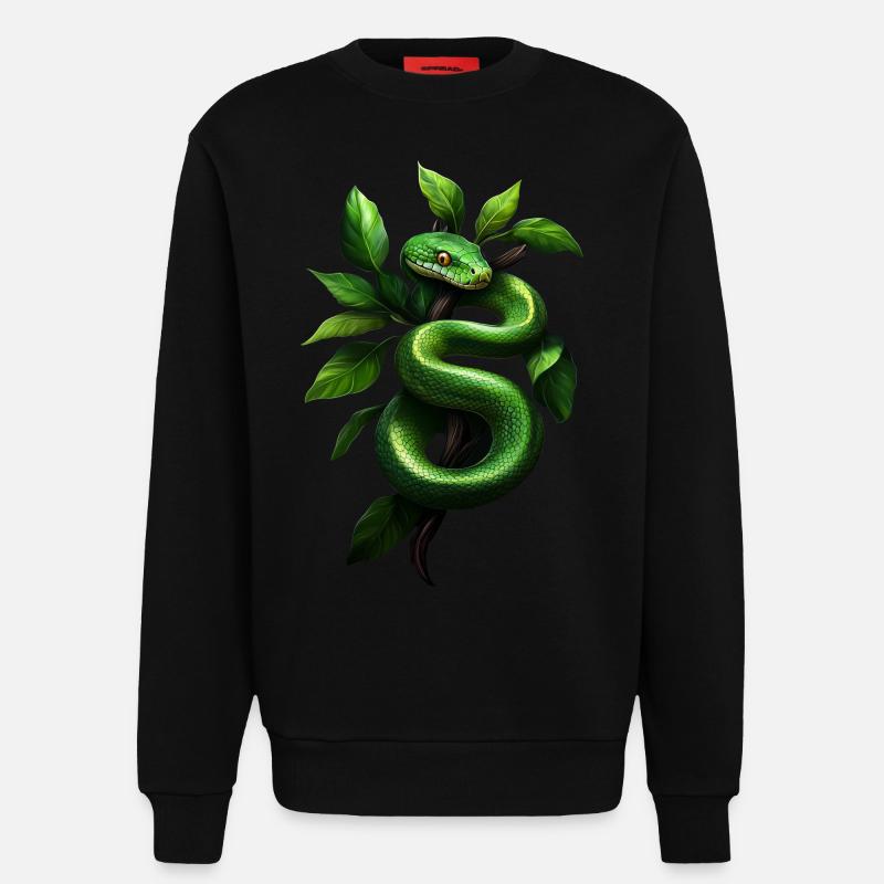 Grüner Baumpython Schlangen Liebhaber Terrarium - Sweatshirt - made by SPREAD  - SOLID BLACK