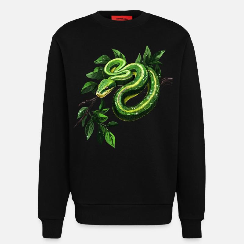 Grüner Baumpython Schlangen Liebhaber Terrarium - Sweatshirt - made by SPREAD  - SOLID BLACK