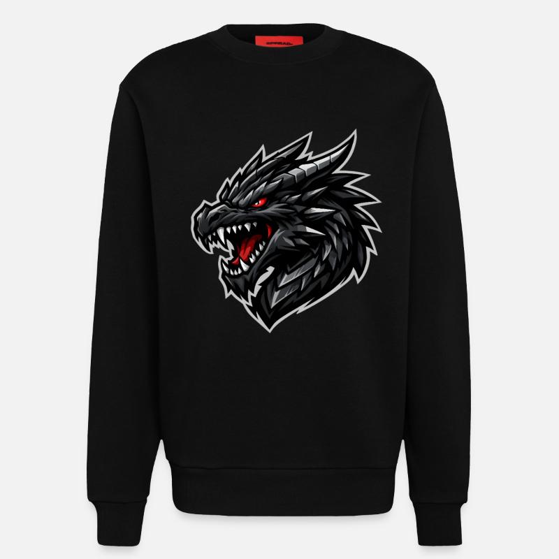 Drachenkopf mit rotem Blick - Sweatshirt - made by SPREAD  - SOLID BLACK