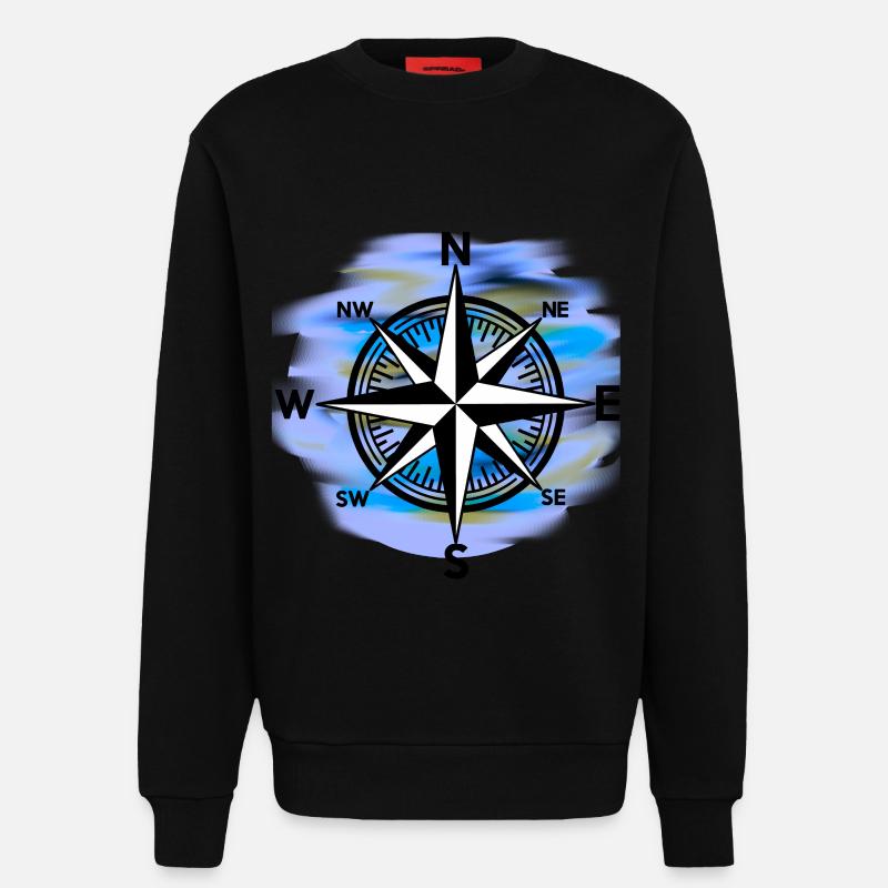 Windrose Kompass maritim Seefahrt - Sweatshirt - made by SPREAD  - SOLID BLACK