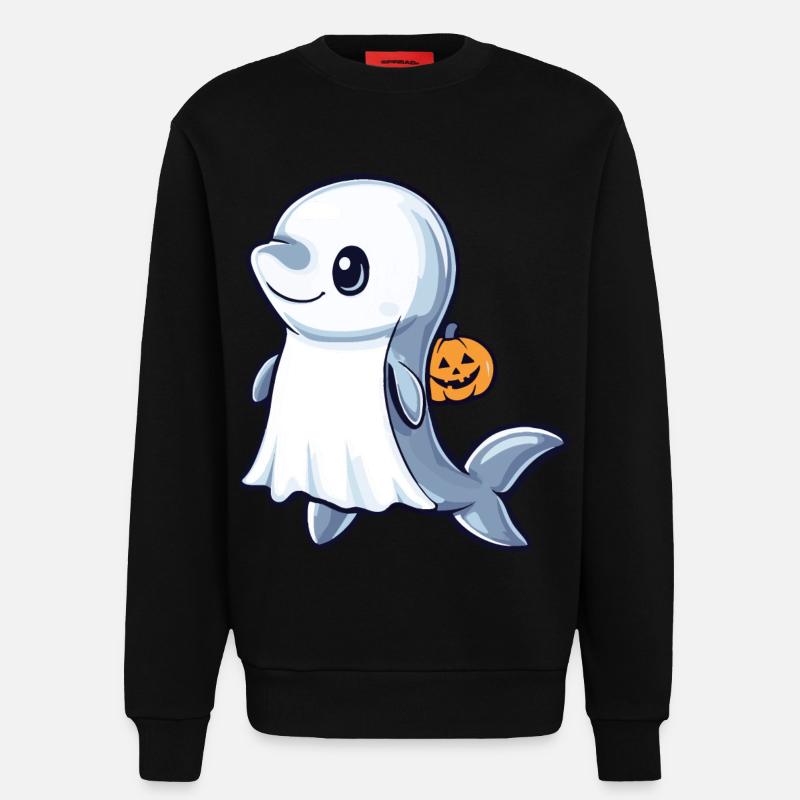 Delfin Halloween Comic Geist - Sweatshirt - made by SPREAD  - SOLID BLACK